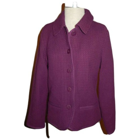 Cabela's Women’s Small Jacket Waffle Weave Purple LS Button Front Casual - Picture 6 of 6